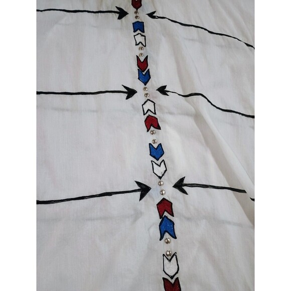 World Family Ibiza White Feather-Embroidered Beaded Tunic / Kaftan – Boho Dress - Picture 4 of 11